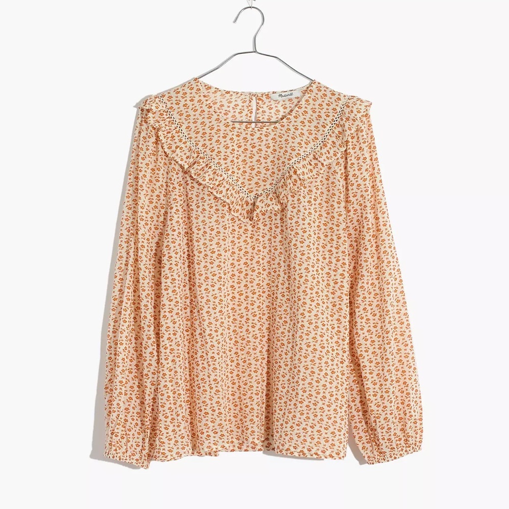 Ruffle-Yoke Prairie Top in Cutout Blooms